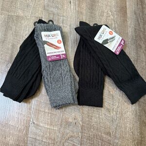 Muk Luks Women's Knee High Socks - Black and Gray